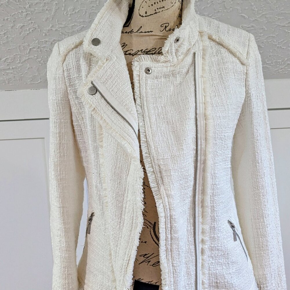 Carolina Belle Montreal Tweed Zipper Fitted Moto Jacket - Picture 6 of 7